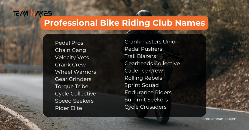 Professional Bike Riding Club Names