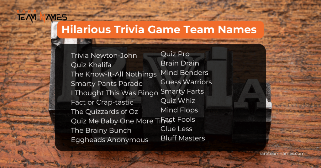 Hilarious Trivia Game Team Names