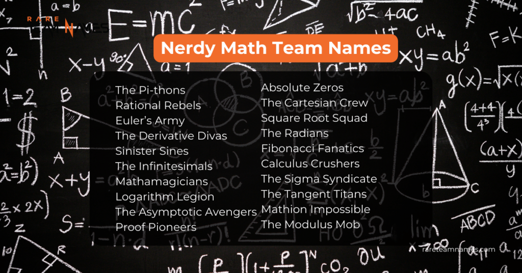 Nerdy Math Team Names