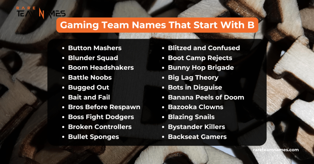 Gaming Team Names That Start With B